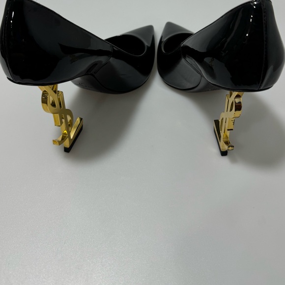 YSL Saint Laurent Opyum Point-Toe Patent Leather Pumps Heels Black Gold 37/US 7 - Picture 5 of 8